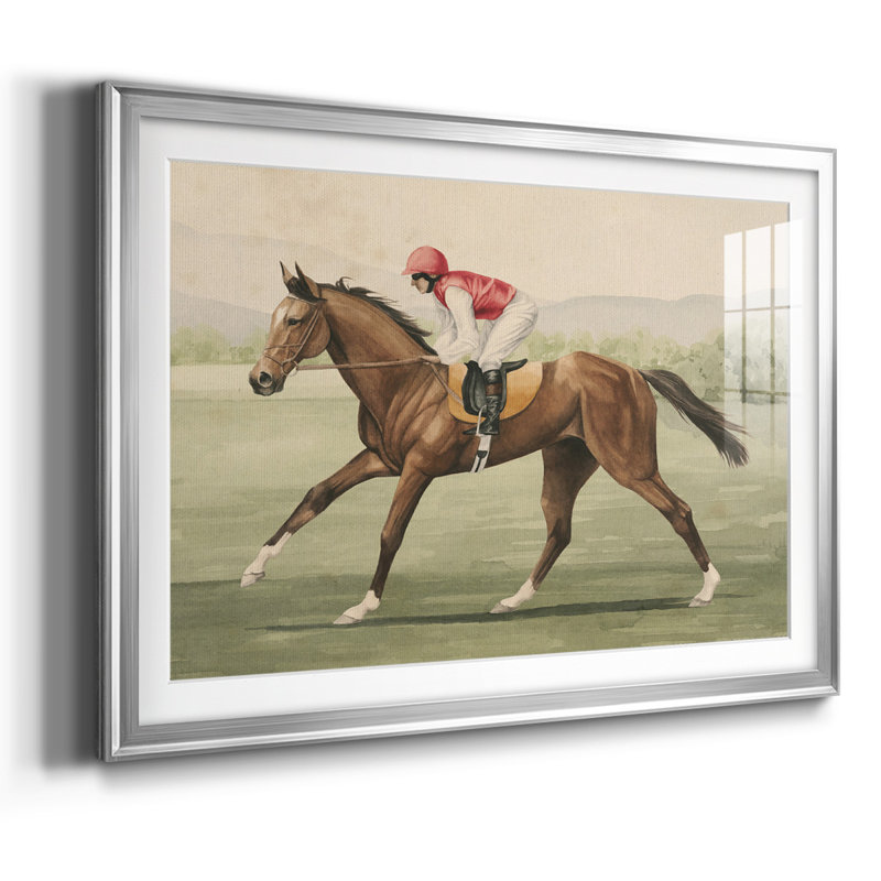 Équitation rétro I, impression sur papier, Argent, H 30 po x l 44 po x P 1,5 po