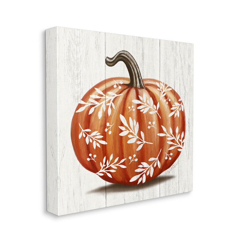Art mural orange orange sur toile citrouille par Elizabeth Tyndall, H 17 po x l 17 po x P 1,5 po