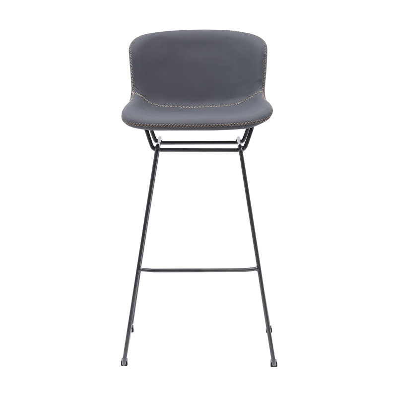 Upholstered Grey Bar Stool , 76.5cm, 4 Leg Metal Frame, Kitchen Counter Stool, Set of 2 , Dark Grey