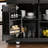 53.2-Inch Large Kitchen Island 2-Piece Set: Folding Tabletop, Outlet Socket, Inside Door Storage Shelf, 5-Wheel Trolley, 5 Side Shelves, Kitchen Suitable, Black, Stool Not Included-1760446995