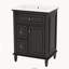 Meuble-lavabo autoportant de 24 po avec comptoir d'évier, armoire en bois massif et panneau de fibres à densité moyenne avec 1 tiroir rabattable et 2 tiroirs, tablette réglable, noir-738906869