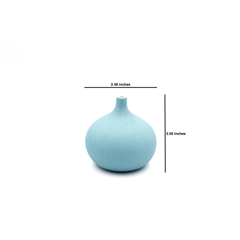 Ava-Mary Handmade Table Vase, 2.6" H x 2.5" W x 2.5" D, Blue