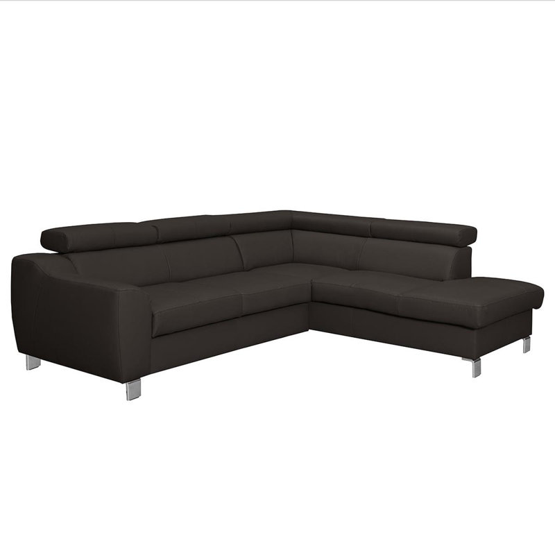 Avaiya Leather Corner Sofa with Sleeping Function and Storage, Right Hand Facing, Dark Brown, No