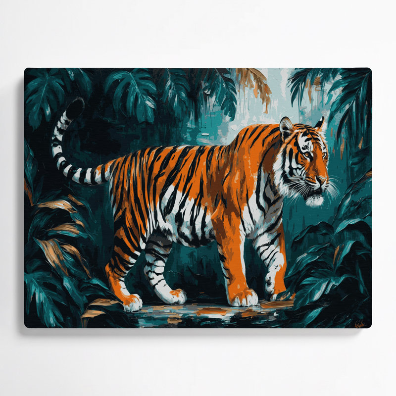 «Big Cats», art mural bleu tigre de Malaisie, H 12 po x l 18 po