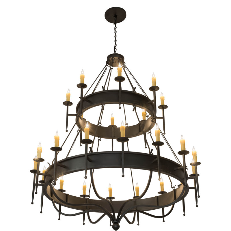 Lustre à deux étages 24 lumières 72 "large Marta