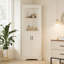 Tall Corner Cabinet With Doors For Living Room, Bathroom,Dining Room Or Kitchen,Beige