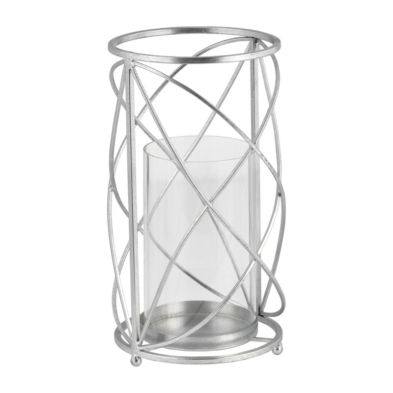 Silver Metal 13" Tabletop Hurricane Candle Holder