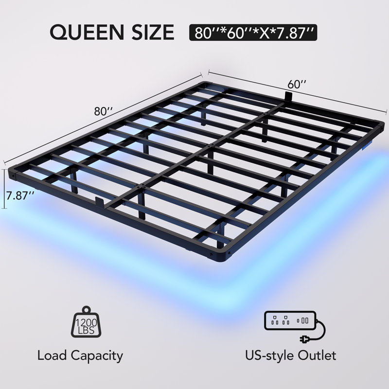 Floating Bed Frame With LED, Queen