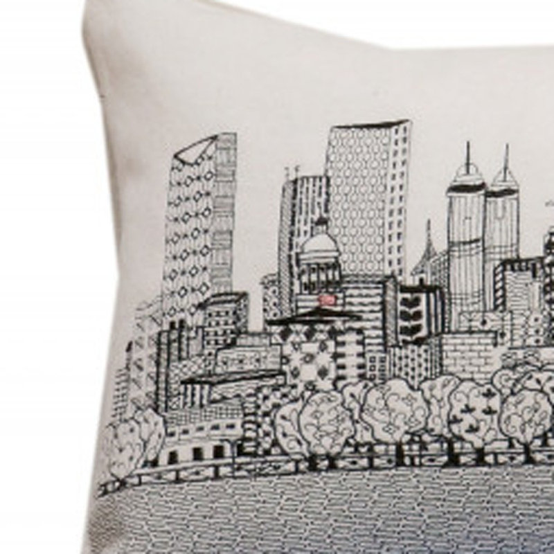 Coussin lombaire 35 "Atlanta Nighttime Skyline, Blanc