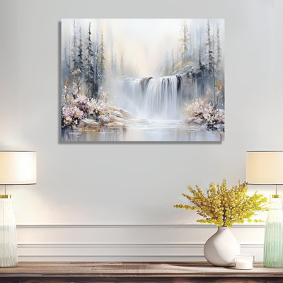 Fall Wall Art - Canadian Rockies with Waterfall View, Nature Metal Print