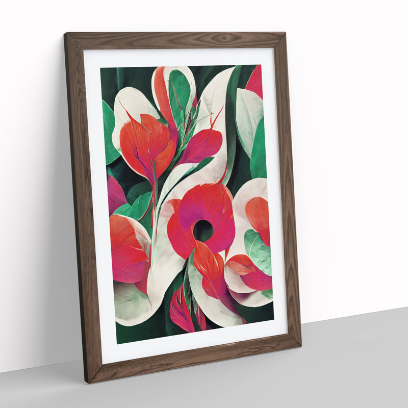 Abstract Flower Art No.1 - Framed Print, 46cm H x 34cm W, Brown