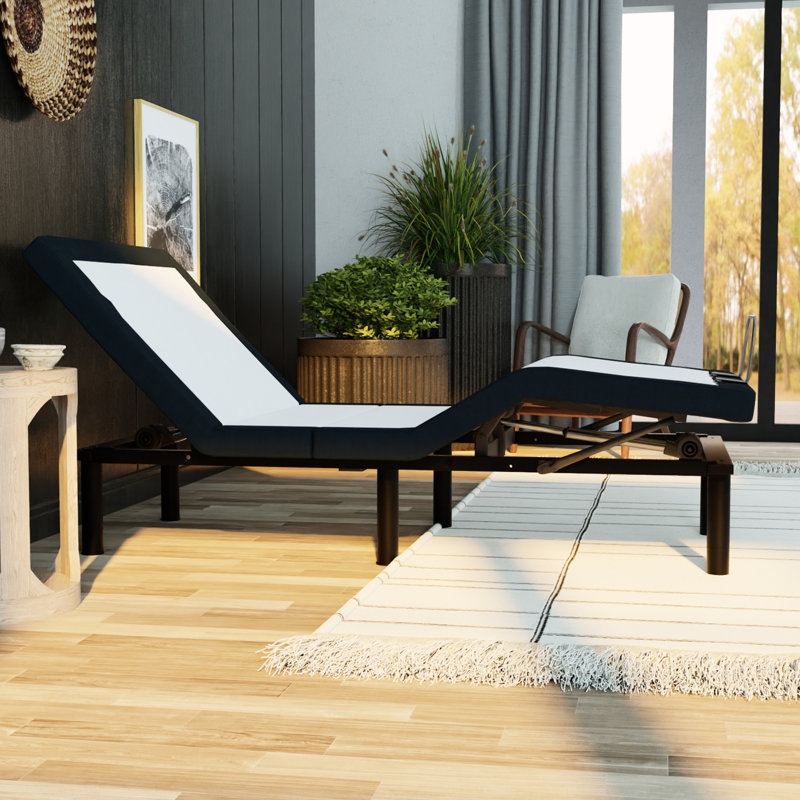Grey Metal Adjustable Bed With Zero - Head/Foot Articulate Smoothly, Memory Buttons, Wireless Control Freely,, Twin XL