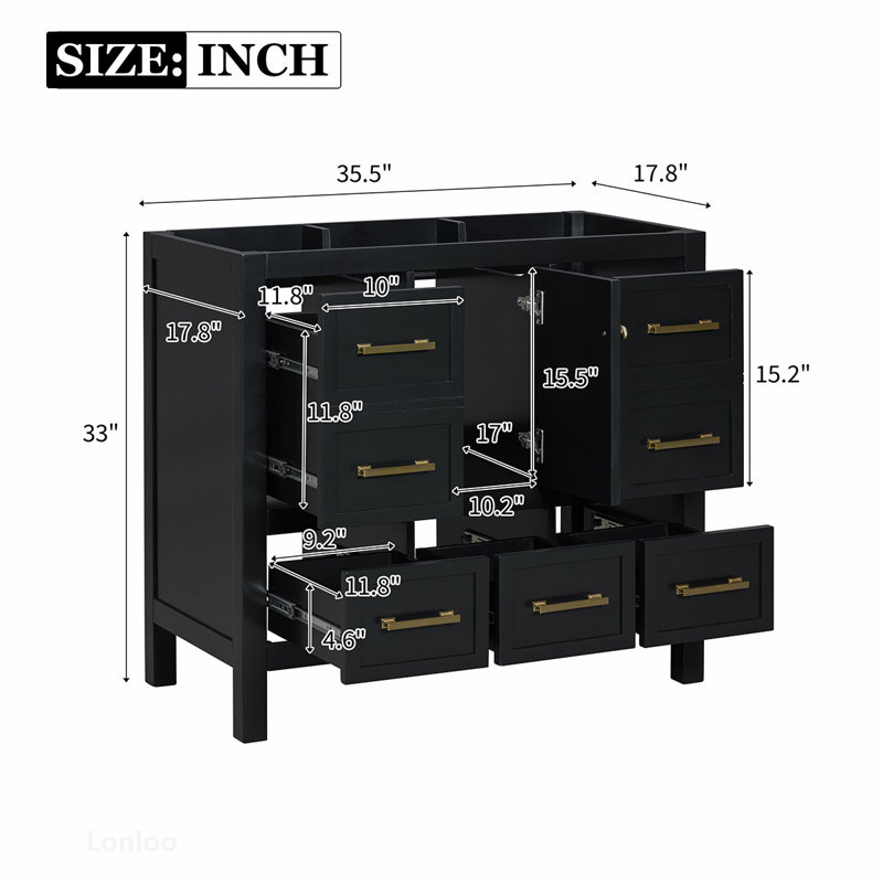 High-Quality Freestanding Bathroom Vanity with Abundant Storage and Soft-Closing Mechanism, Black