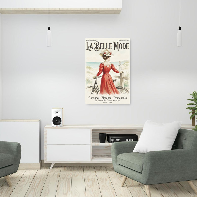 Belle Epoque Beach Fashion Classic Elegant Retro Coastal Wall Art Print 1 Piece Wrapped Canvas Wall Art