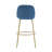 Gold Finished Metal Upholstered Barstool With Blue Upholstery(Set Of 2)