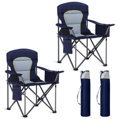 Fauteuil de camping Erwann surdimensionné et rembourré avec porte-gobelet