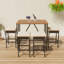 Ensemble de table et tabouret de bar 5 pièces à hauteur de bar en bois d'acacia avec coussins, rotin et osier