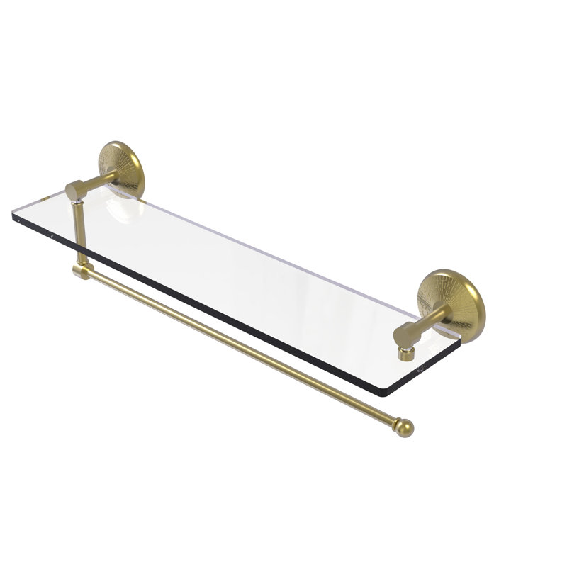 Marchmont Bracket Shelf with Towel Bar, Satin Brass,  5" H x 16" W x 5" D