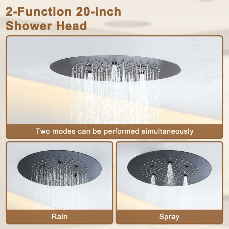 Matte Black Stainless Steel Rain and Pulse Shower System