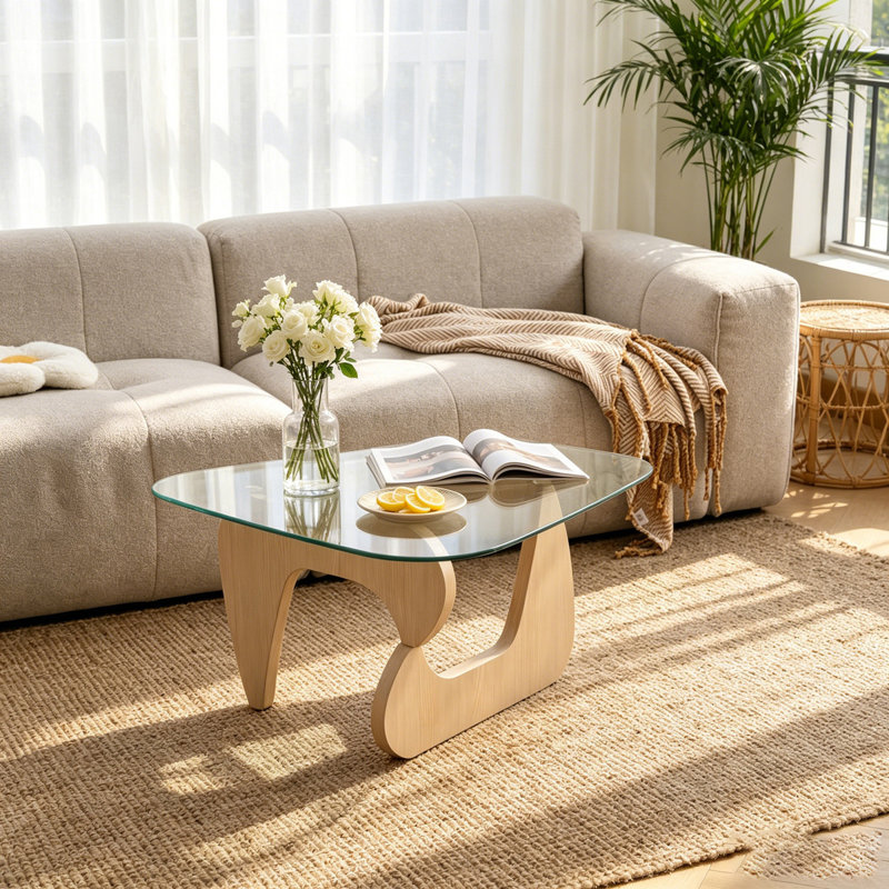 Tables basses en verre Table basse de style campagnard Mid-Century, H 15,74 po x L 35,82 po x l 25,59 po, Transparent