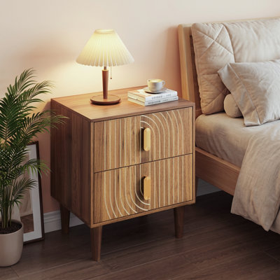Medieval-style modern Nightstand with double drawers for storage