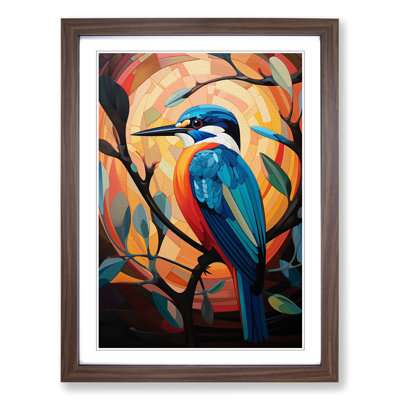 Kingfisher Constructivism No.2 - Single Picture Frame Print on Wood