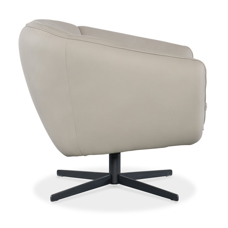 CC Swivel Armchair, Beige Genuine Leather