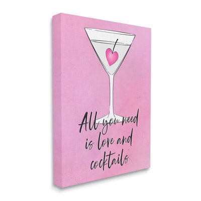 «Love And Cocktail Pink Martini», impression sur toile
