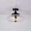 Luminaire suspendu en verre cannelé 2 lumières et semi-encastré