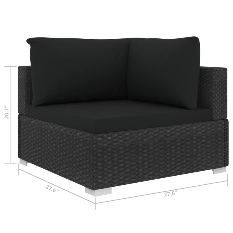 Chaise de patio avec coussins Elvane, Noir, Noir