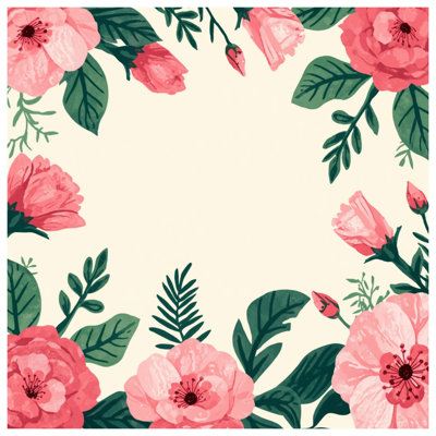 Pink Floral Frame Canvas Gallery Wrap in Many Sizes