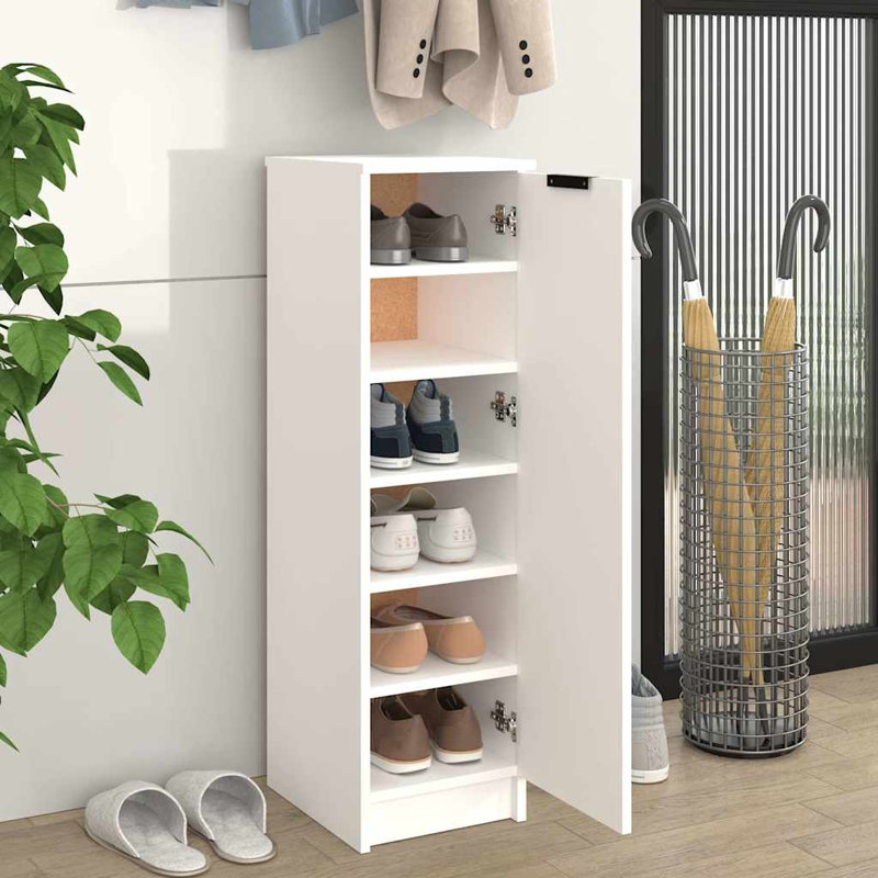 vidaXL Shoe Cabinet with Shelf with Storage with Door Engineered Wood Unit, White