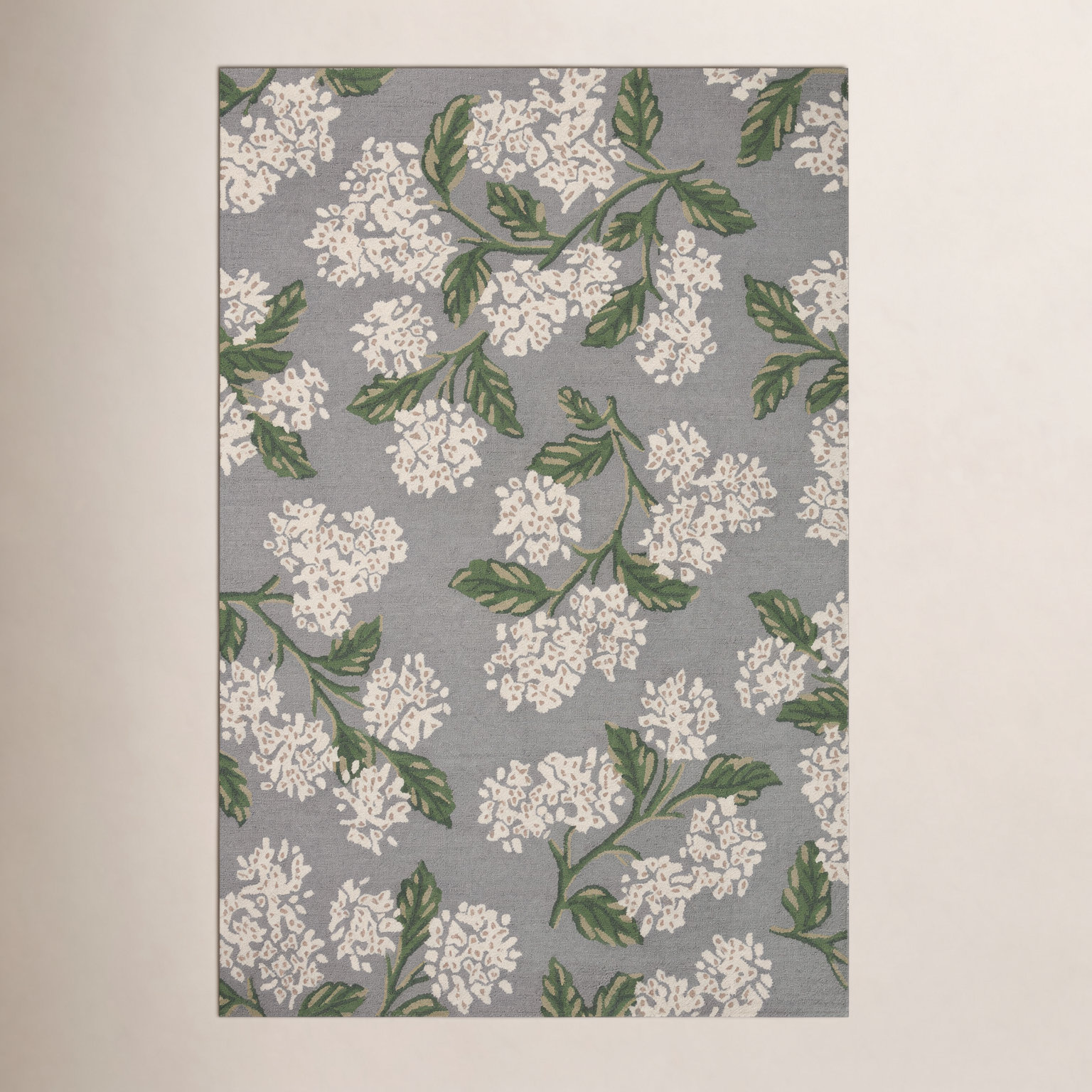 Rifle Paper Co. x Loloi Gray Hand-Woven Floral Rug, Rectangle 7'9" x 9'9"
