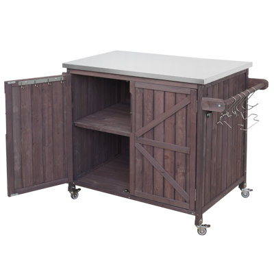 Outdoor Grill Cart With Side Shelf