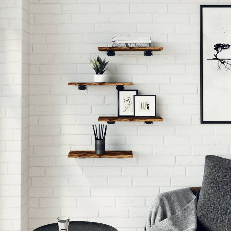 Thresa Bracket Shelf, 0.6 in H × 15.7 in W × 7.9 in D, Smoked Oak