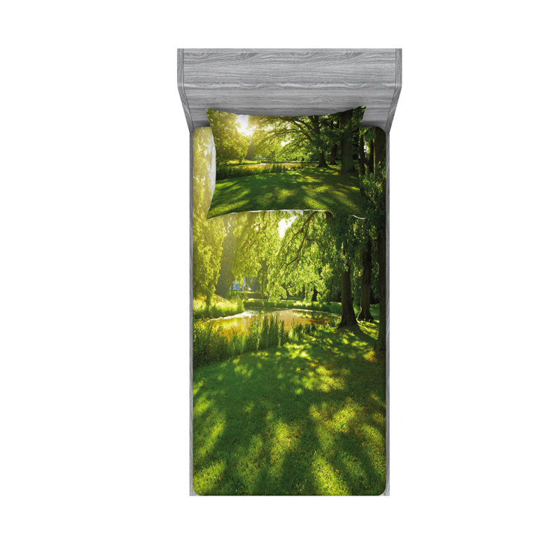 Ensemble de draps Summer Park in Hamburg, Ensemble de draps pour lit simple TG avec drap-hou
