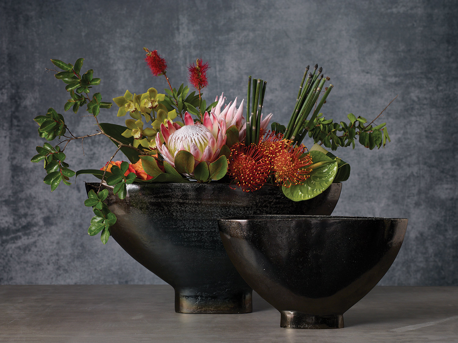 Cale Handmade Metal Table Vase, 9.5" H x 16" W x 3" D