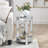 Round Mirror Side Table with Crystal Inlay and 2 Layers