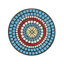 Table d'appoint bleue et noire en céramique avec tablette, pieds en fer, 14 po de diamètre, 21,59 po de hauteur, polyvalente pour divers espaces X H, intempéries