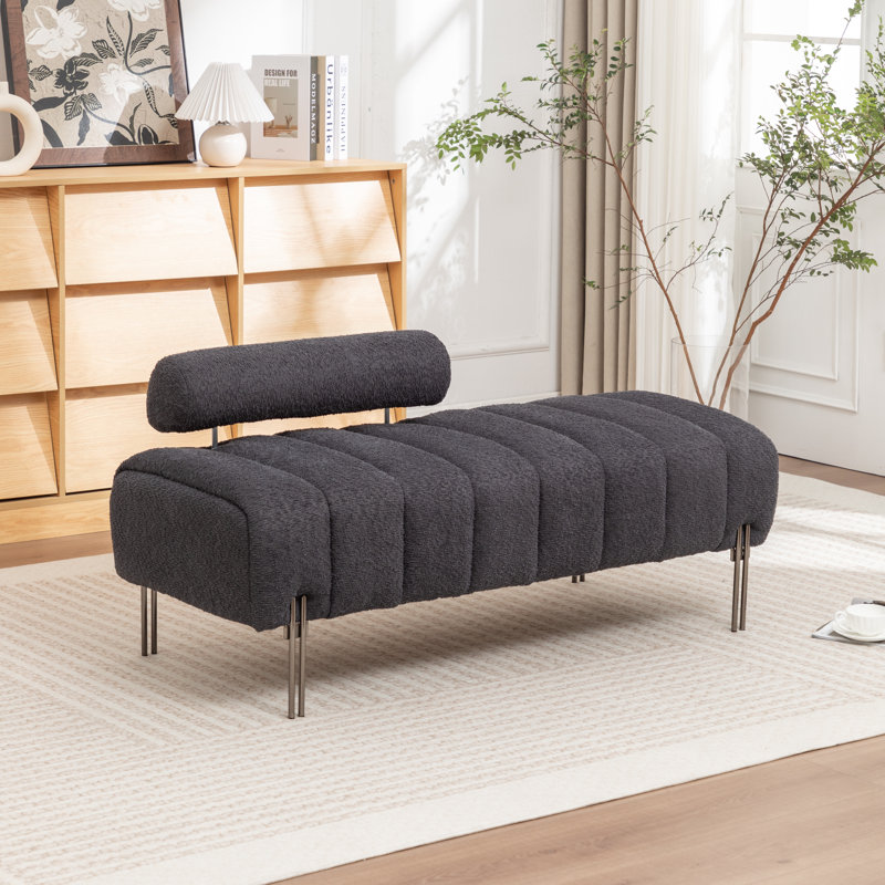 Ashyiah 52'' Wide Upholstery Bench With Stitching Design, Black