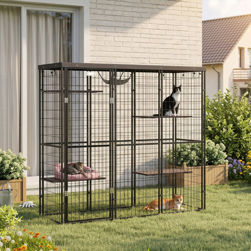 Grande maisonnette d'extérieur pour chat 69 po x 22 po x 62 po Catio