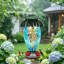 Mangeoire solaire à colibri pour l'extérieur, mangeoire suspendue en verre soufflé à la main 32 oz avec éclairage coloré, éclairage automatique la nuit, décoration de jardin avec design antirouille et étanche