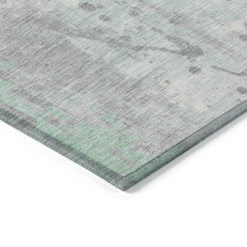 Tapis menthe Xhevrie intérieur / extérieur lavable à la machine, Rectangle 9 pi x 12 pi