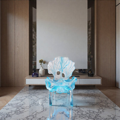Special-shaped resin blue lotus-shaped armchair