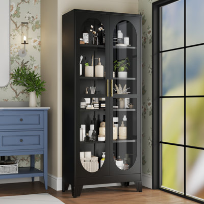 Vitrine haute 75 "avec portes en verre et 4 tablettes réglables