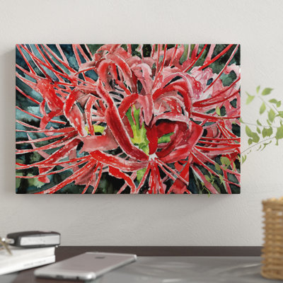 «Red Spider Lily Flower» par Derek McCrea, reproduction d'art sur toile tendue
