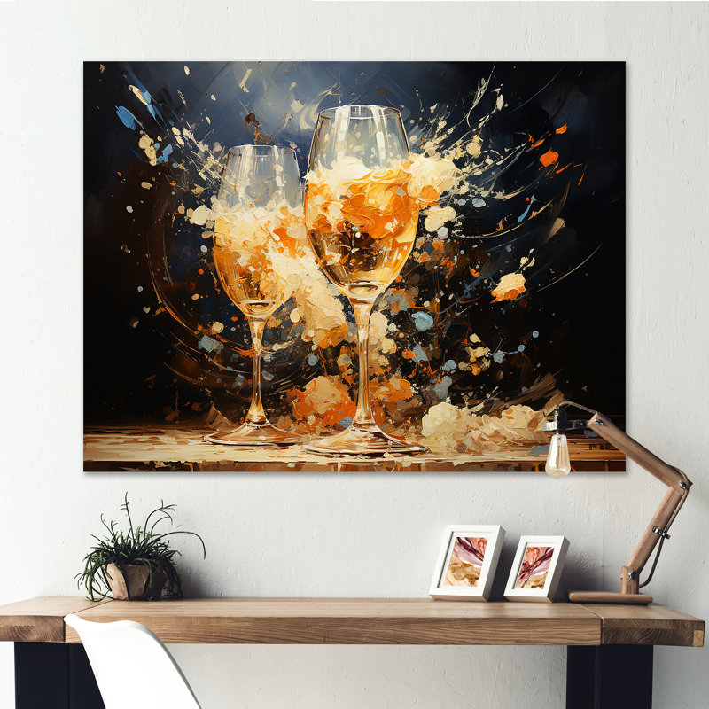 French Champagnes Cheers sur toile, Toile tendue, H 12 po x l 20 po x P 1 po