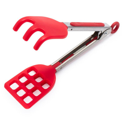 Tovolo Mini Waffle Tongs with Pronged Silicone Tips for Waffles and Air Fryer, Candy Apple