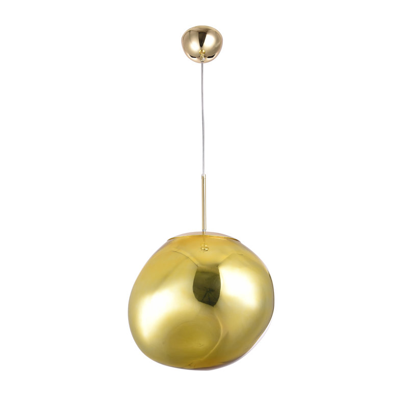Luminaire suspendu moderne en acrylique 1 lumière, Or, H 15 po x l 15 po x P 15 po