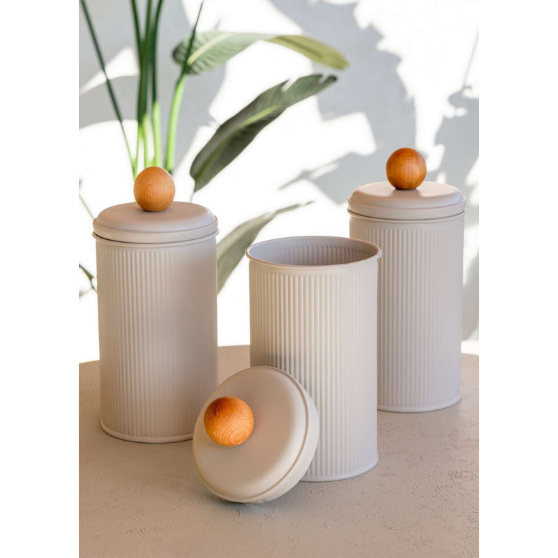 Ensemble de boîte de rangement durable (3 pièces), beige, 3,9 x 3,9 x 8,7 pouces | 100% acier galvanisé, résistant à la rouille | Idéal pour organiser la maison, le bureau ou le garage | Conception élégante et fonctionnelle pour tout espace